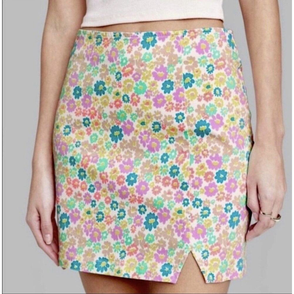 Wild Fable Target plus size 18 womens mini skirt floral summer slit skirt NWT